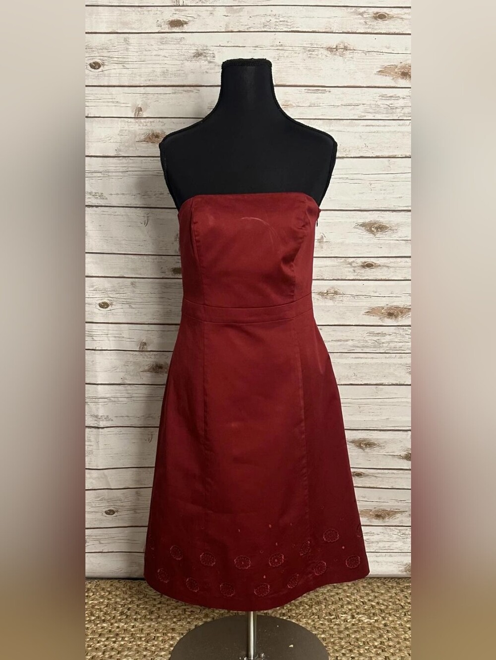 Strapless Burgundy A-Line Dress